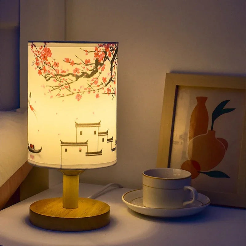 Sakura Glow Oriental Blossom Bedside Table Lamp
