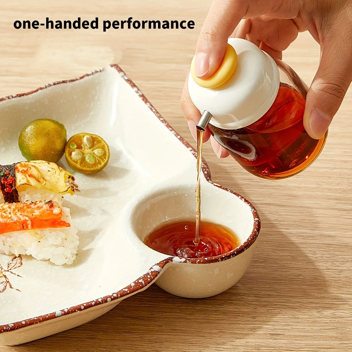 Press Easy Glass Oil Sauce Dispenser Bottle