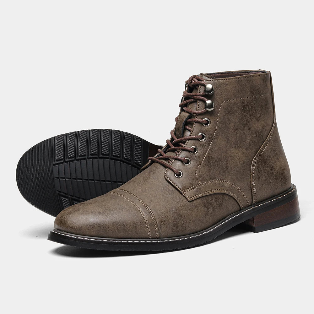 Timeless Vintage Leather Lace-Up Everyday Casual Boots