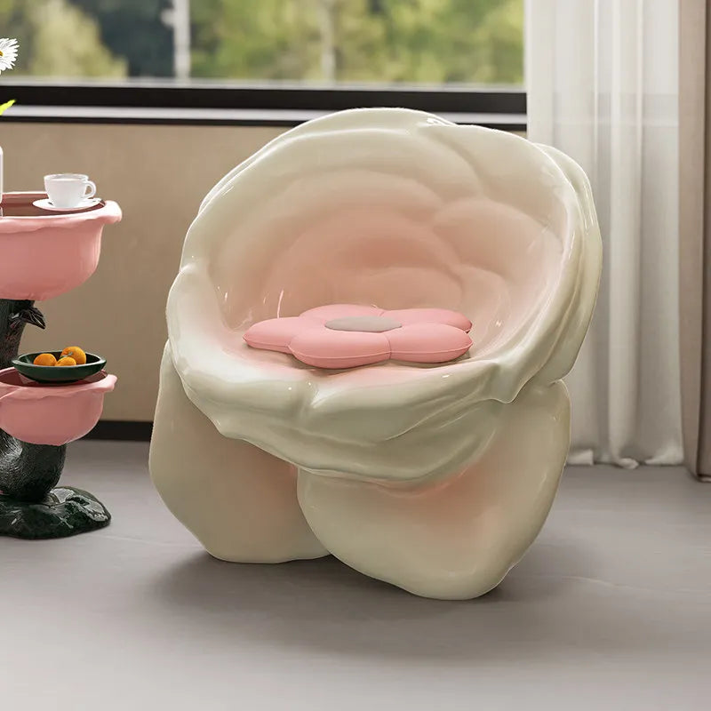 Artistic Rose Shape Accent Sculptural Chair