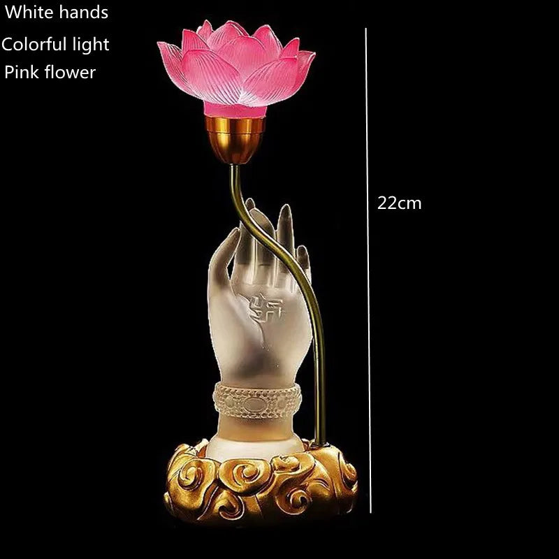 Sacred Lotus Hand Crystal Lamp