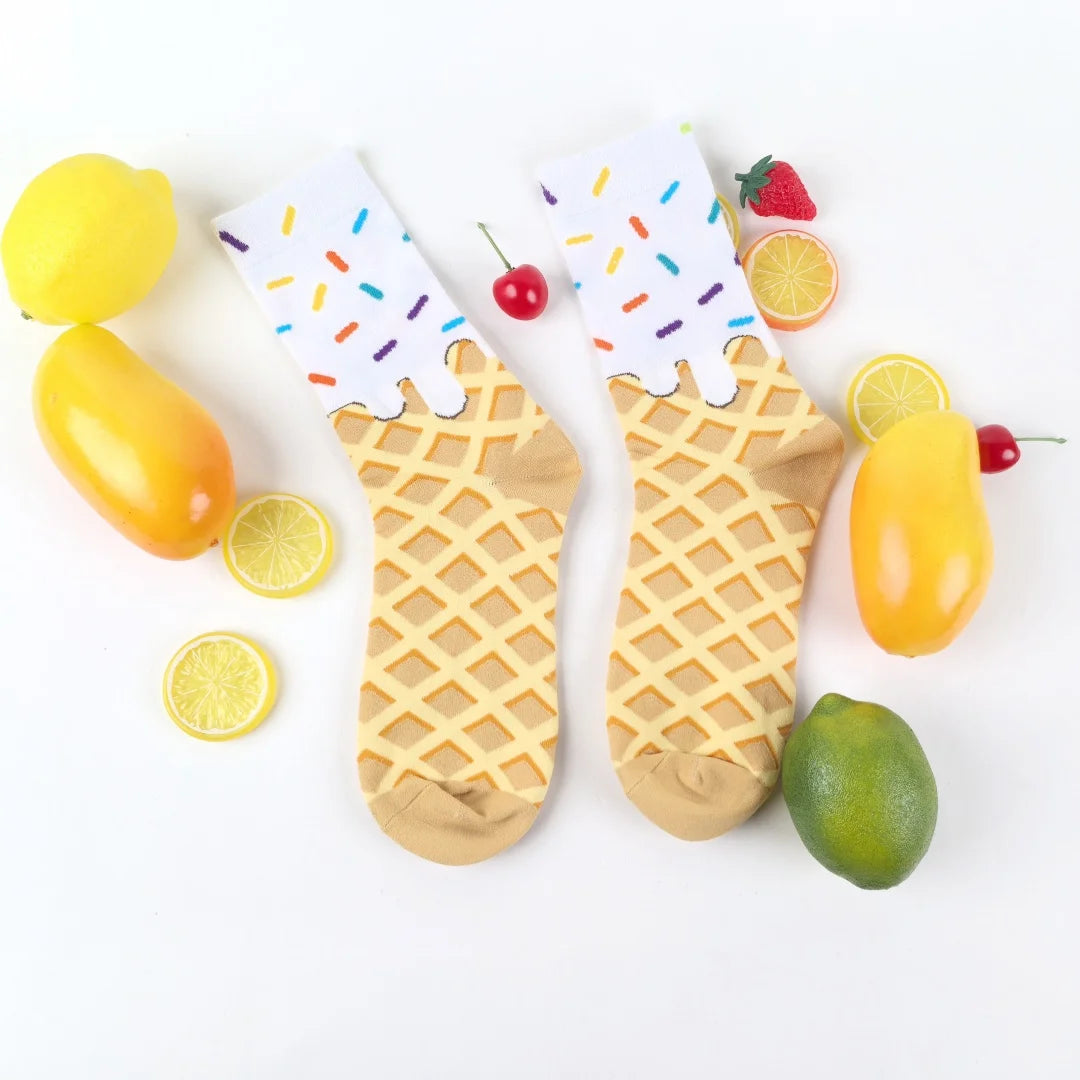 Ice Cream Waffle Pattern Socks