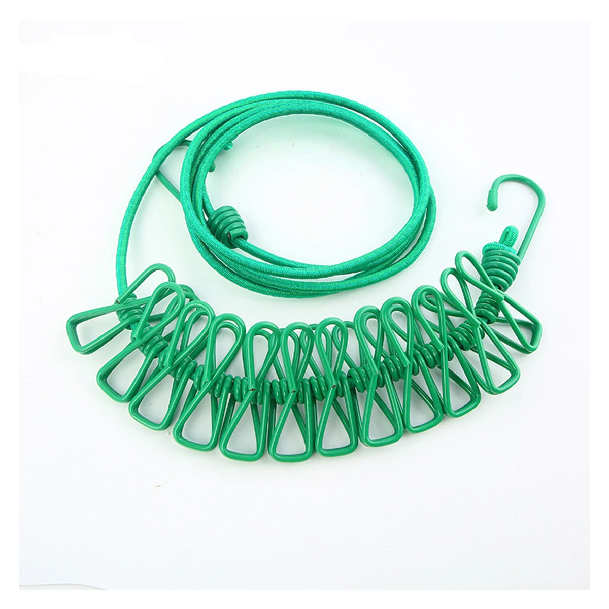 Windproof Non-Slip Elastic Multi-Clip Travel Clothesline