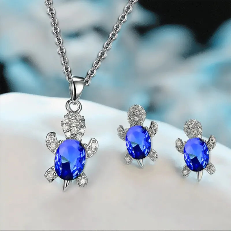 Ocean Turtle Lucky Necklace Earring Set