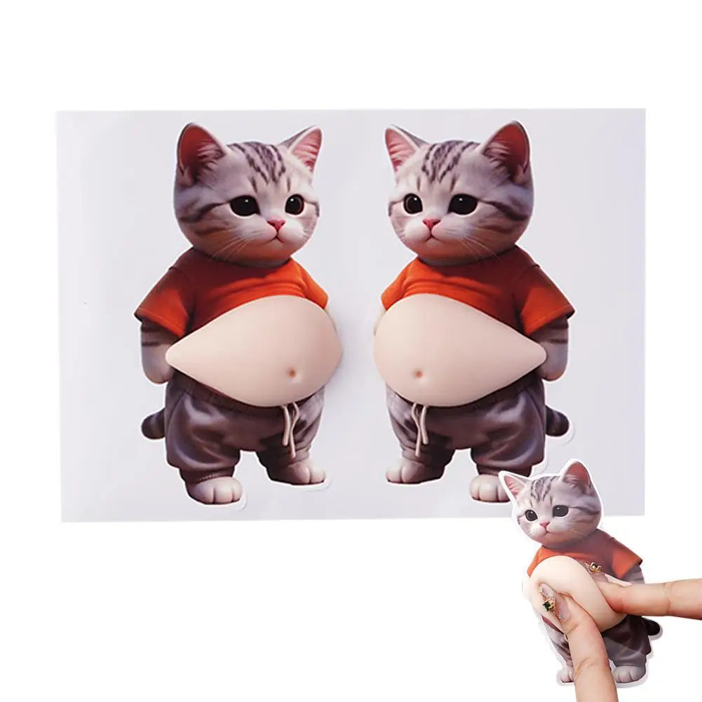 Chubby Cat Belly 3D Door Bumper Sticker
