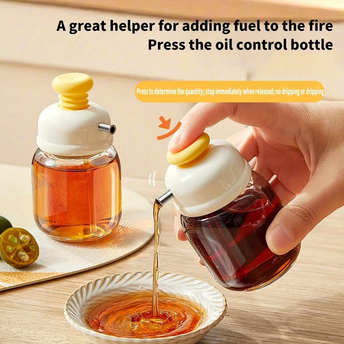 Press Easy Glass Oil Sauce Dispenser Bottle