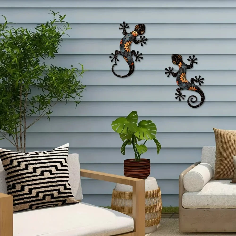 Artistic Mosaic Gecko Wall Decor