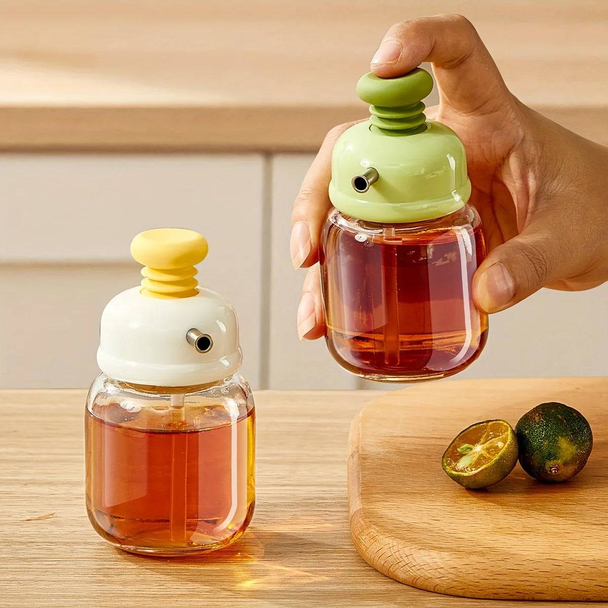 Press Easy Glass Oil Sauce Dispenser Bottle