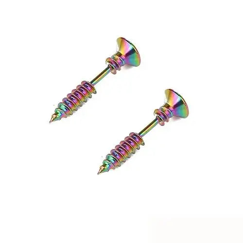 Realistic Screw Industrial Steel Earrings