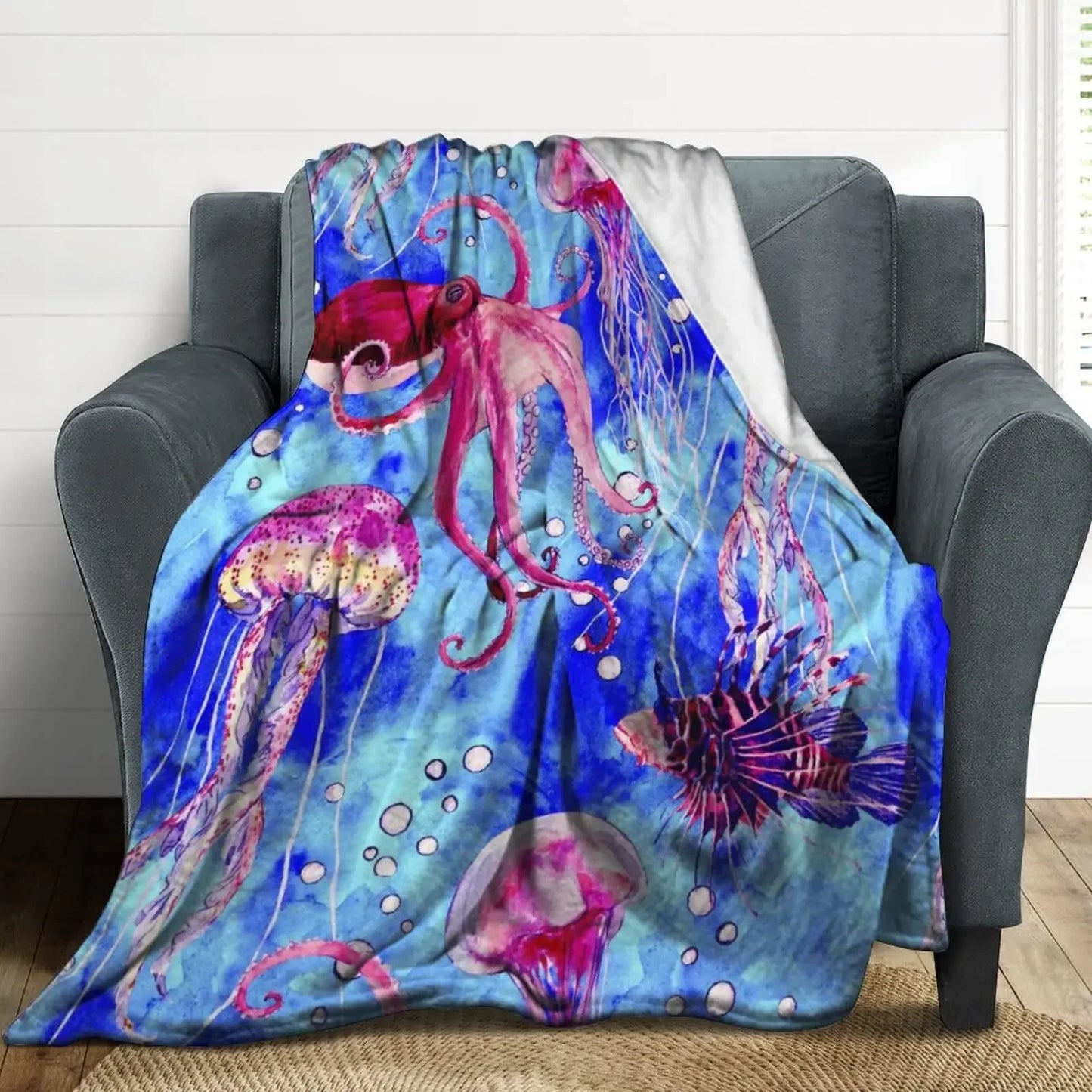 Sea Life Ocean Throw Octopus Blanket