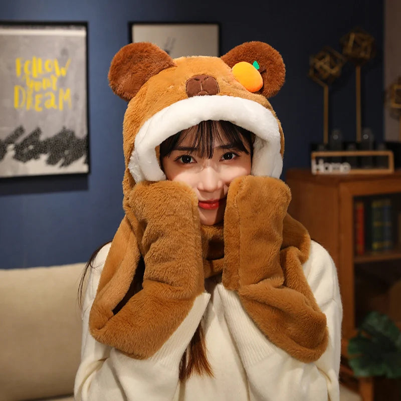 Cute Plush Cartoon Animals Soft Warm Gloves