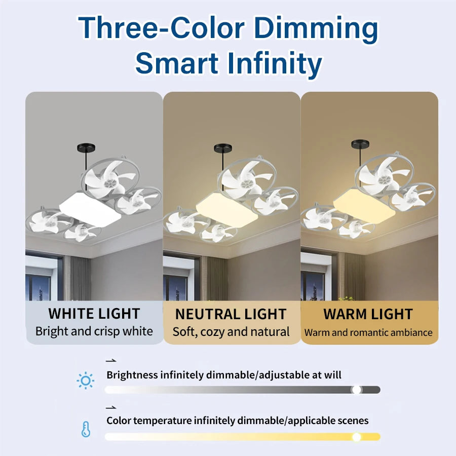 Summer Cool Multi-Propeller Modern LED Ceiling Fan