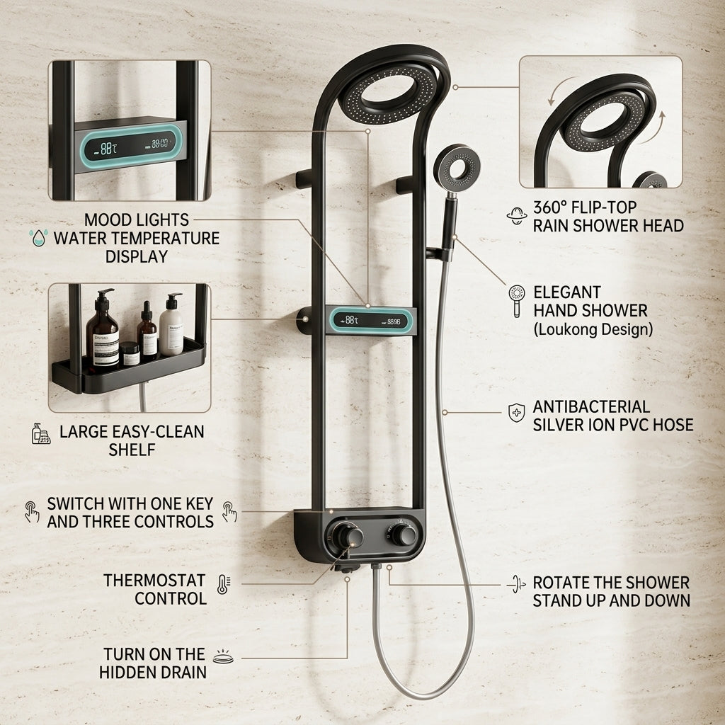 Spa Time Rainfall Elegant Digital Shower Set