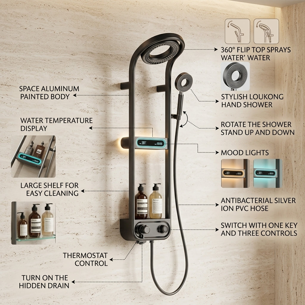 Spa Time Rainfall Elegant Digital Shower Set
