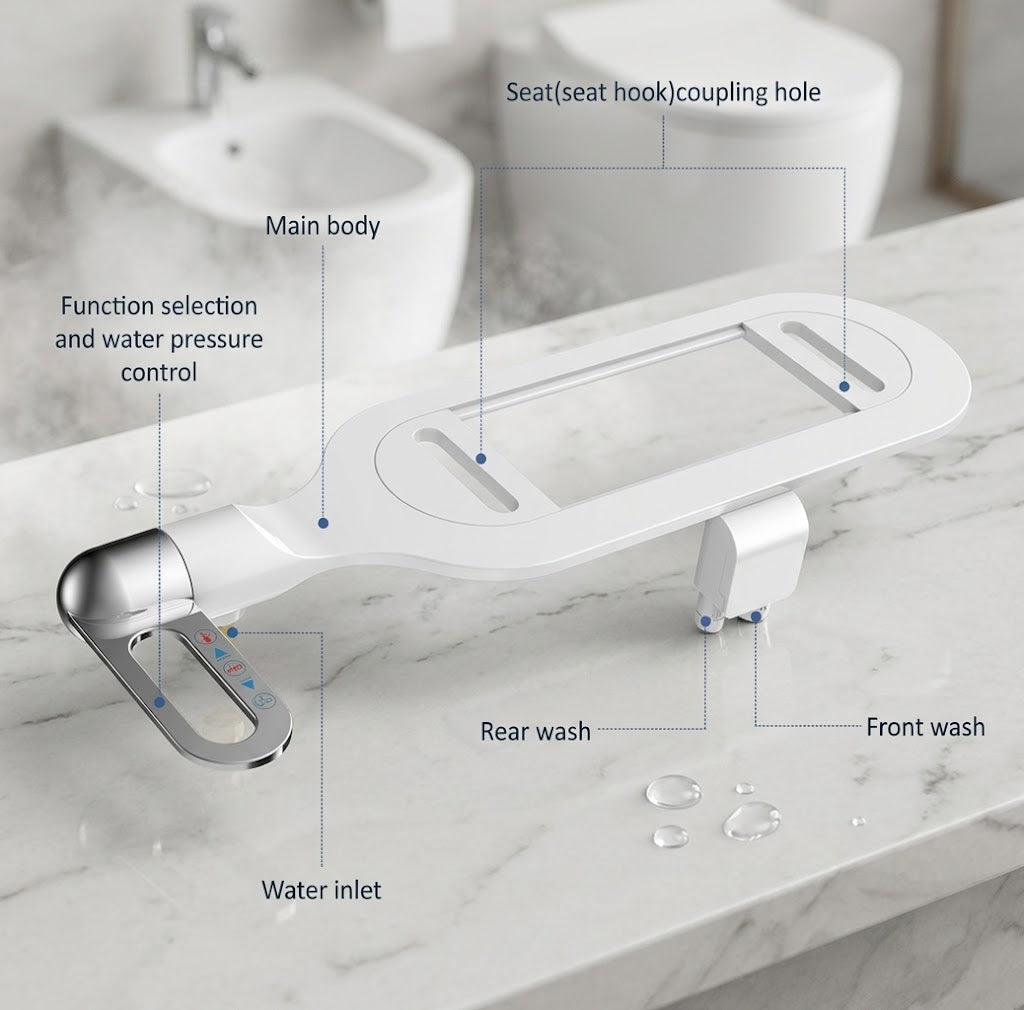Ultra-Slim Adjustable Water Manual Bidet