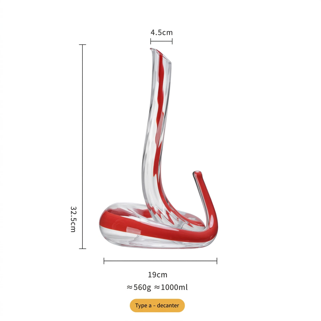 Artisan Blown Snake-Shaped Glass Wine Separator