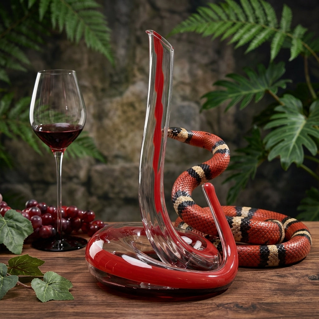 Artisan Blown Snake-Shaped Glass Wine Separator