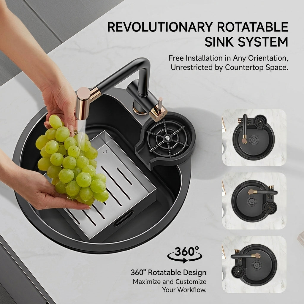 Orbico Deep-Basin Round Stainless Steel Kitchen Sink