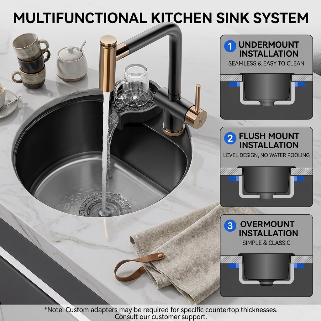 Orbico Deep-Basin Round Stainless Steel Kitchen Sink