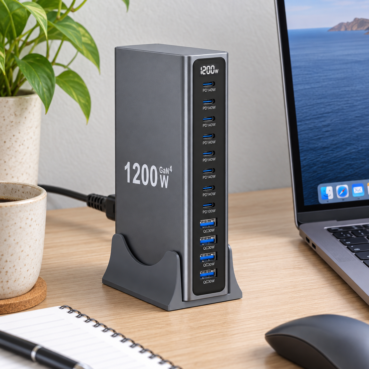 One Outlet Multi-Device Desktop Charging Station