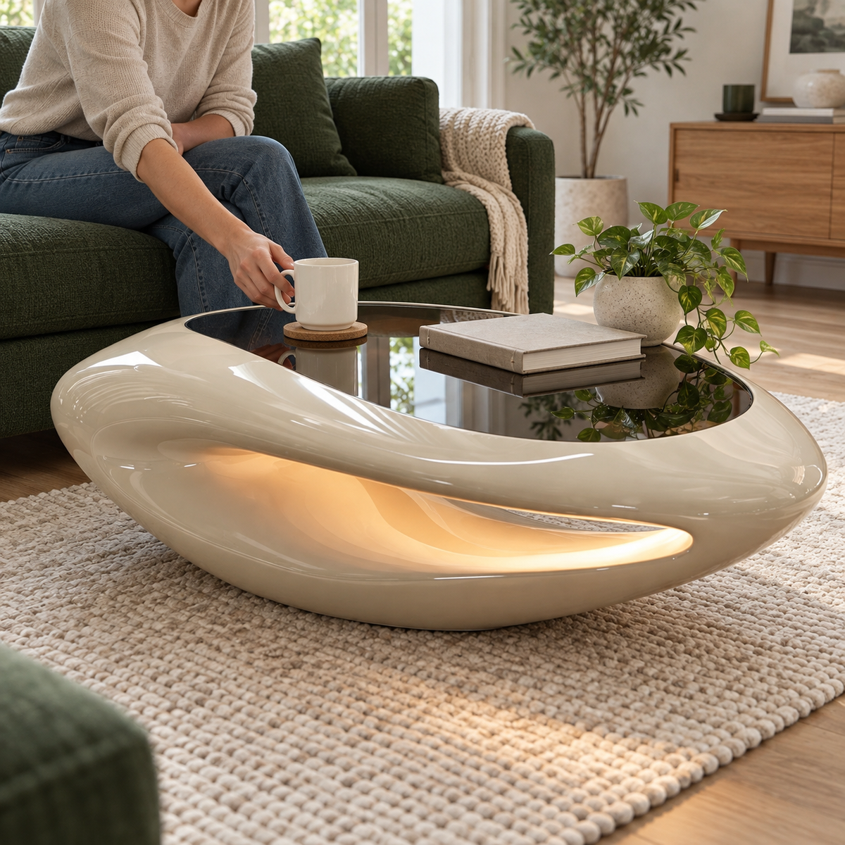 Eclipse Oval Glass Coffee Table