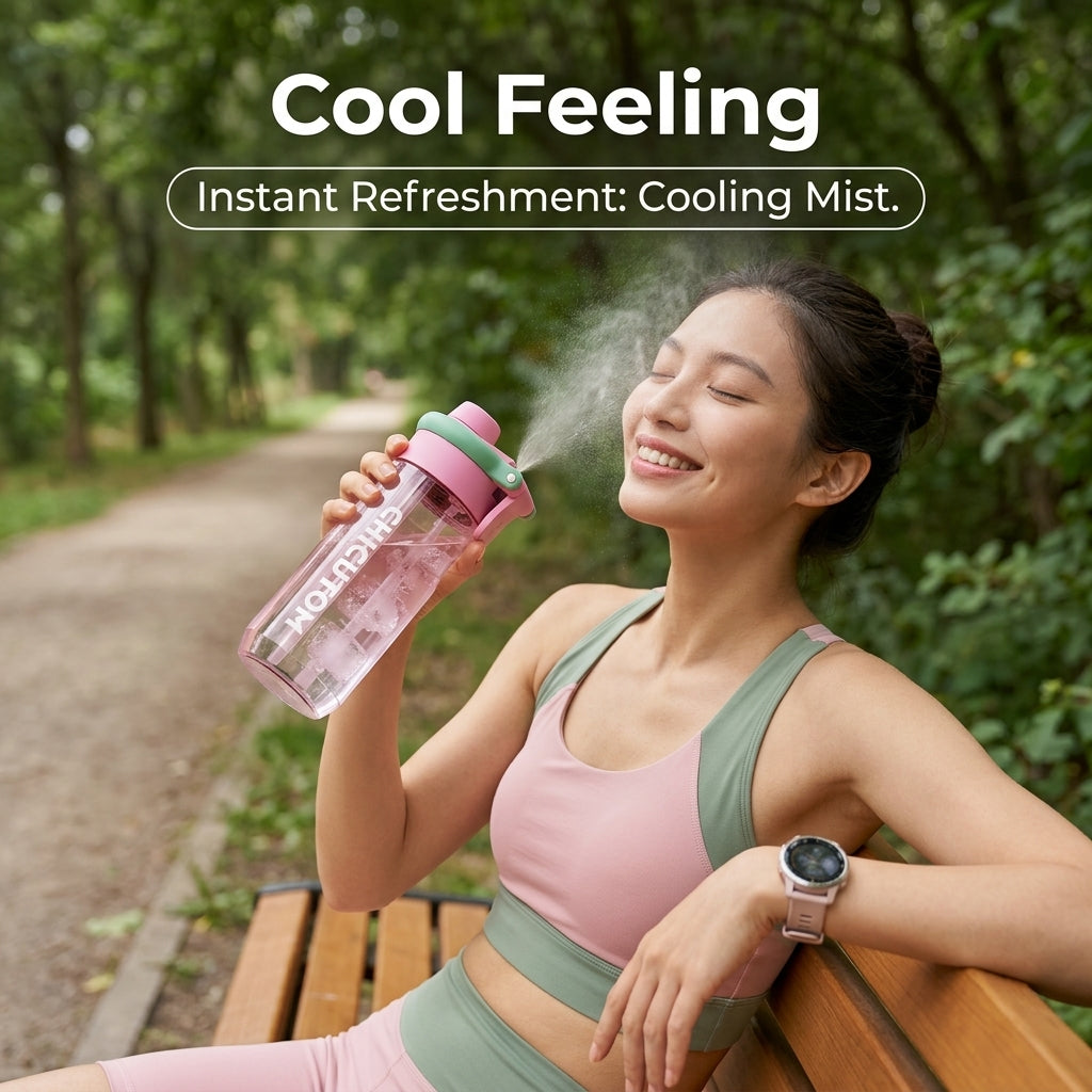 Cool Mist Spray Sports Water Bottle