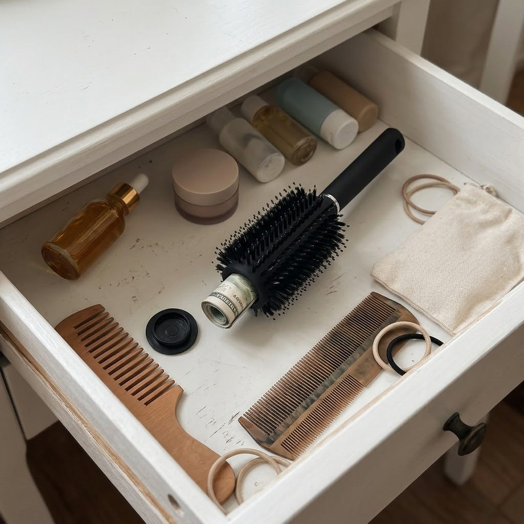 Hidden Compartment Travel Hair Brush