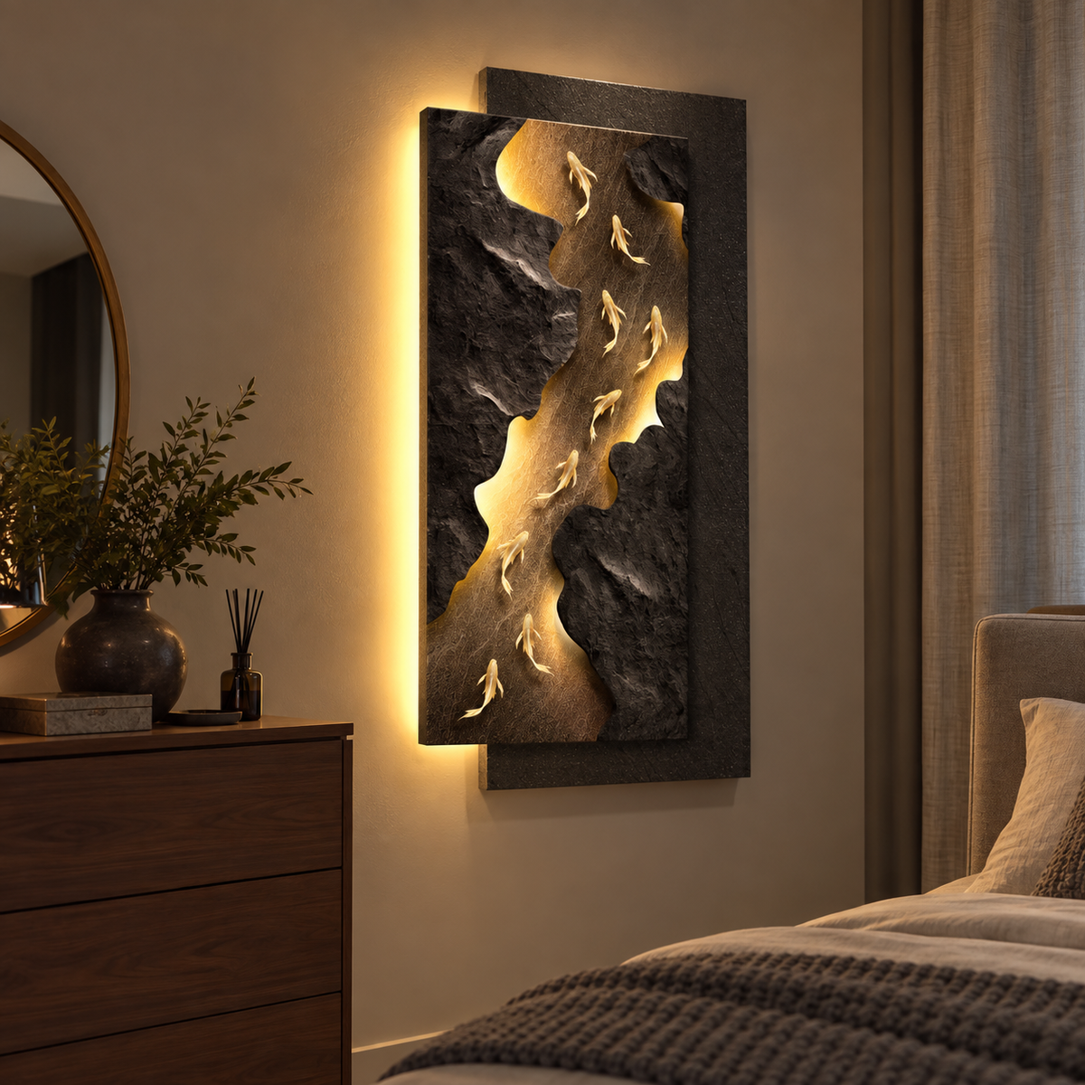 Fortune Fish Illuminated Wall Art Light