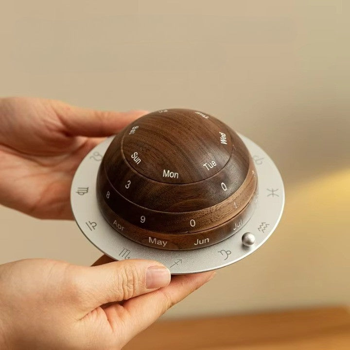 Cosmic Cycle Minimalist Rotating Wooden Calendar