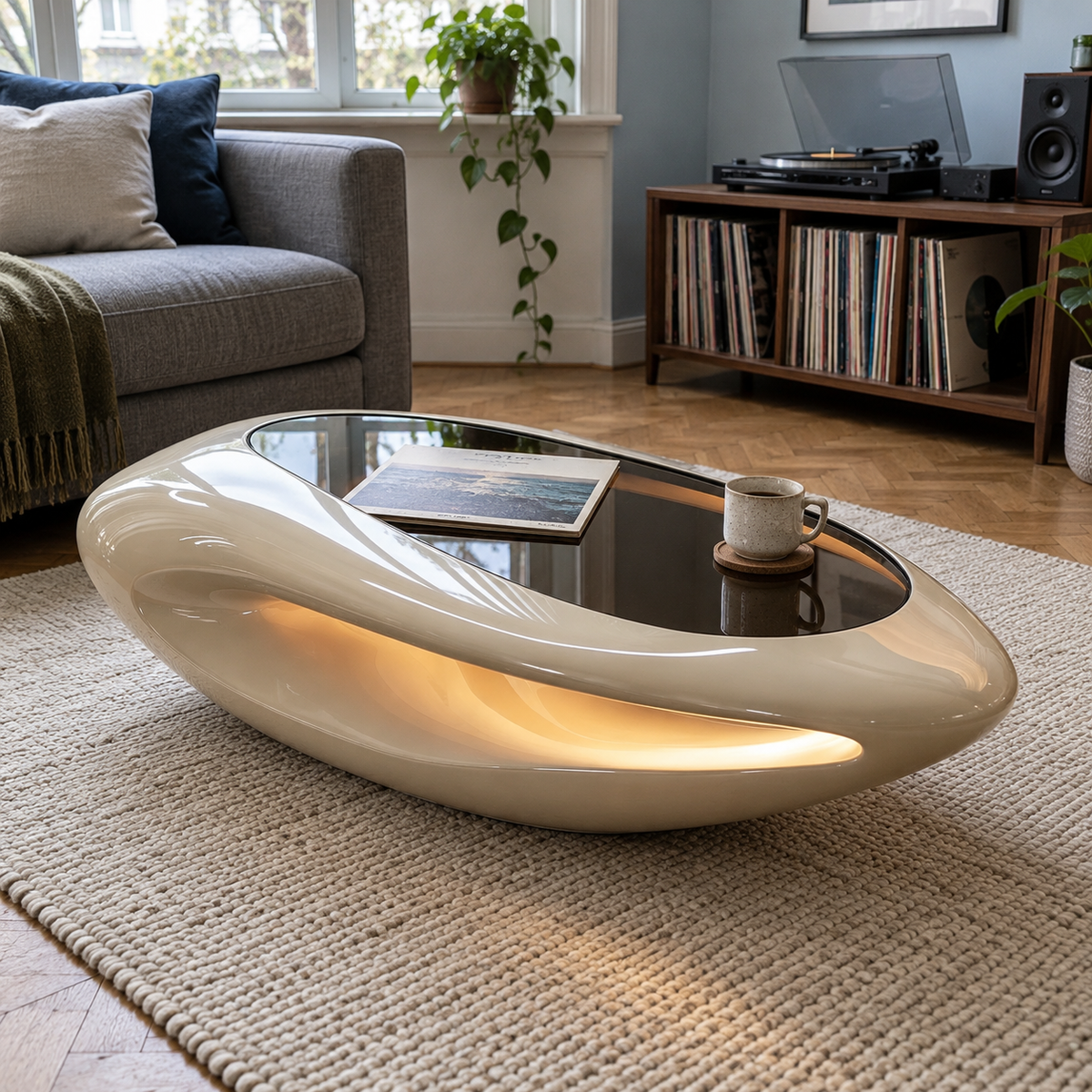 Eclipse Oval Glass Coffee Table