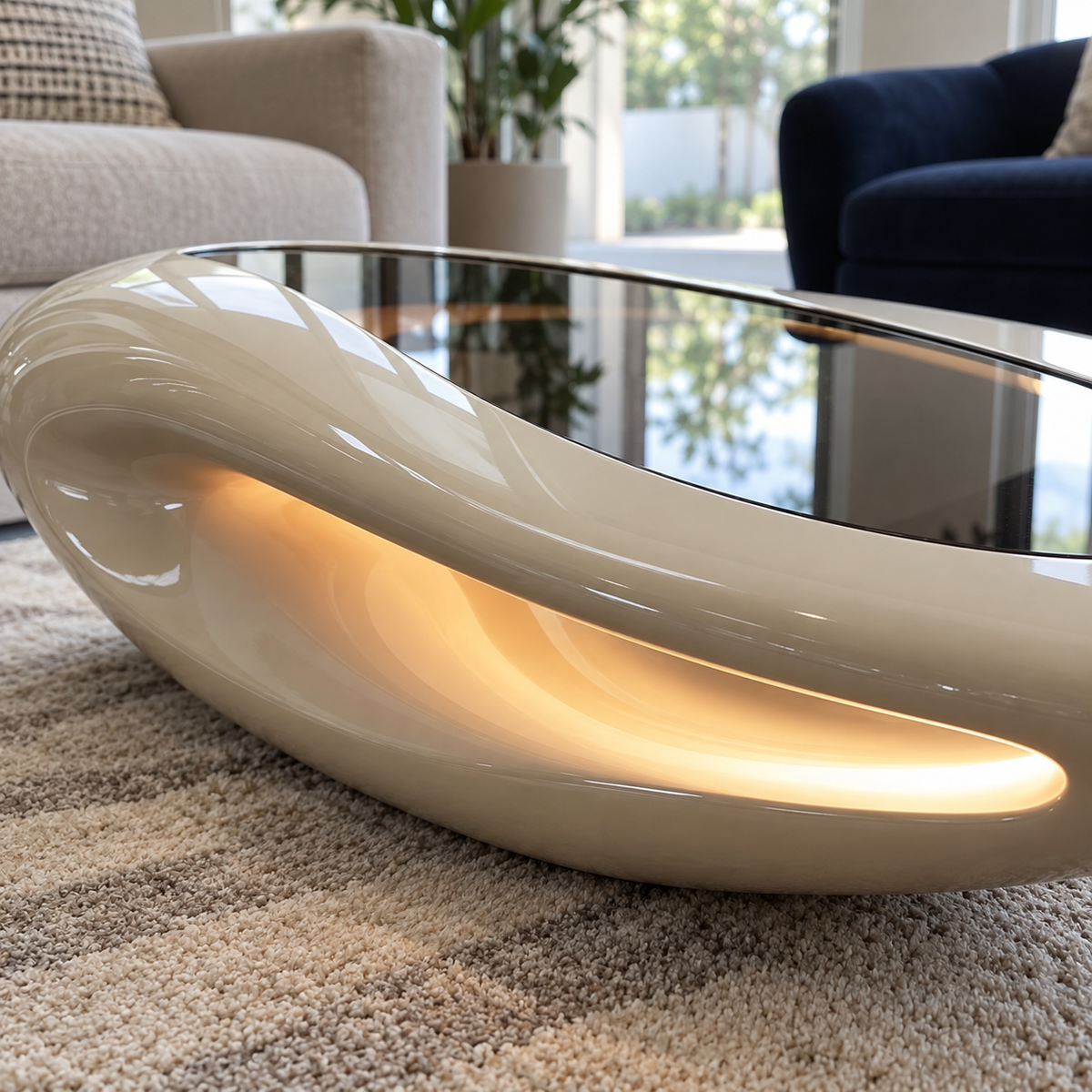 Eclipse Oval Glass Coffee Table