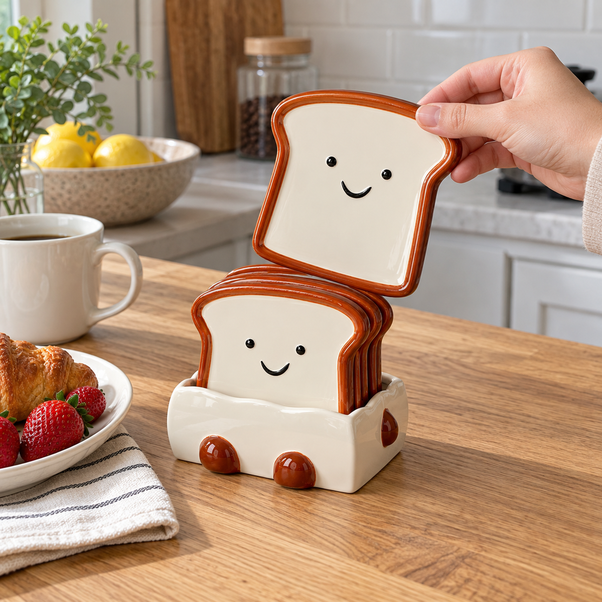 Morning Slice Toast Shaped Snack Plates
