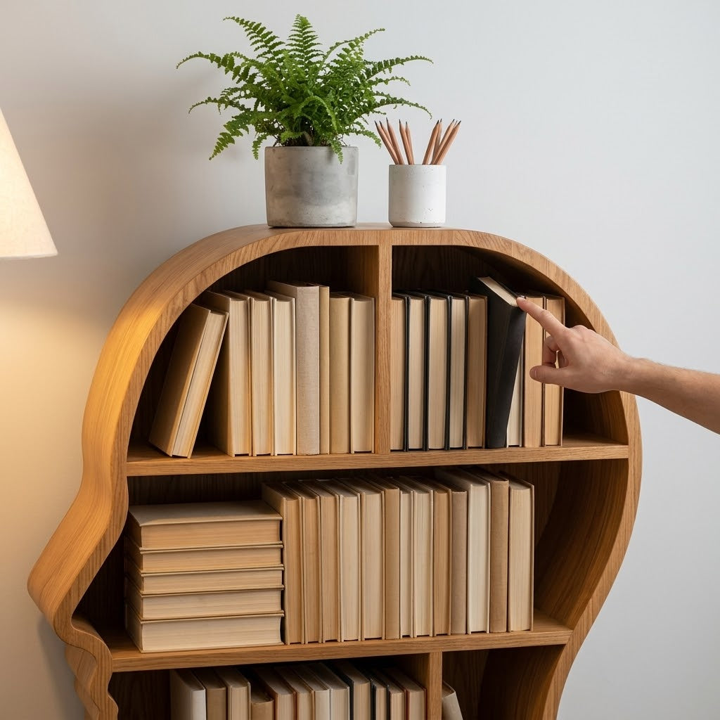 Mindshelf Face Silhouette Decorative Wooden Bookcase Shelf