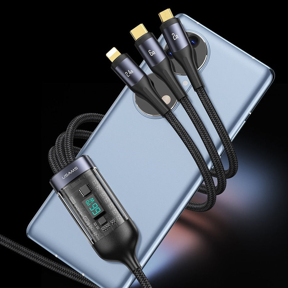 3in1 Digital Display Quick Charging Universal Charging Cable