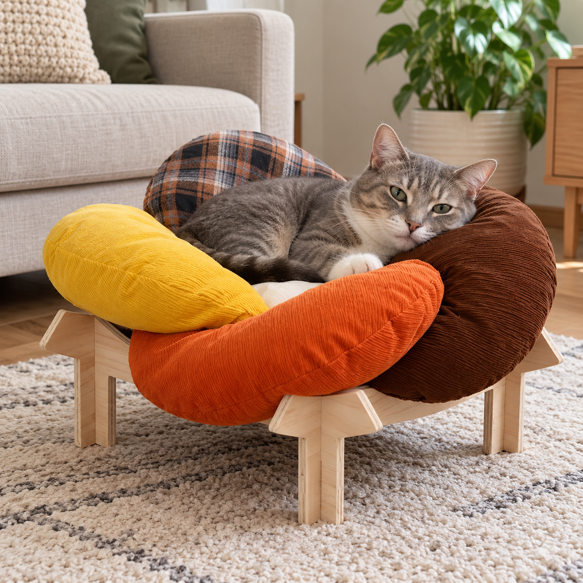 Flower Throne Rainbow Cat Bed