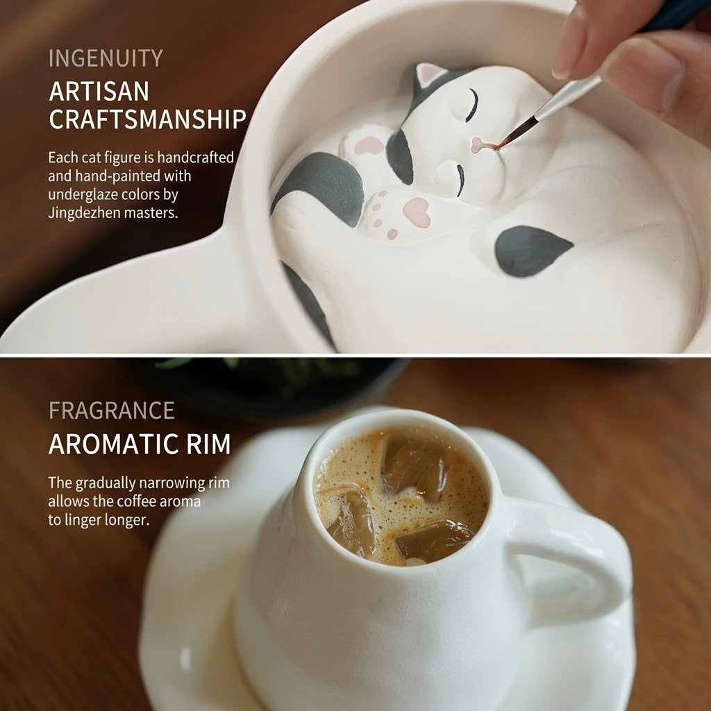 Sleeping Cat Surprise Bottom Ceramic Coffee Mug