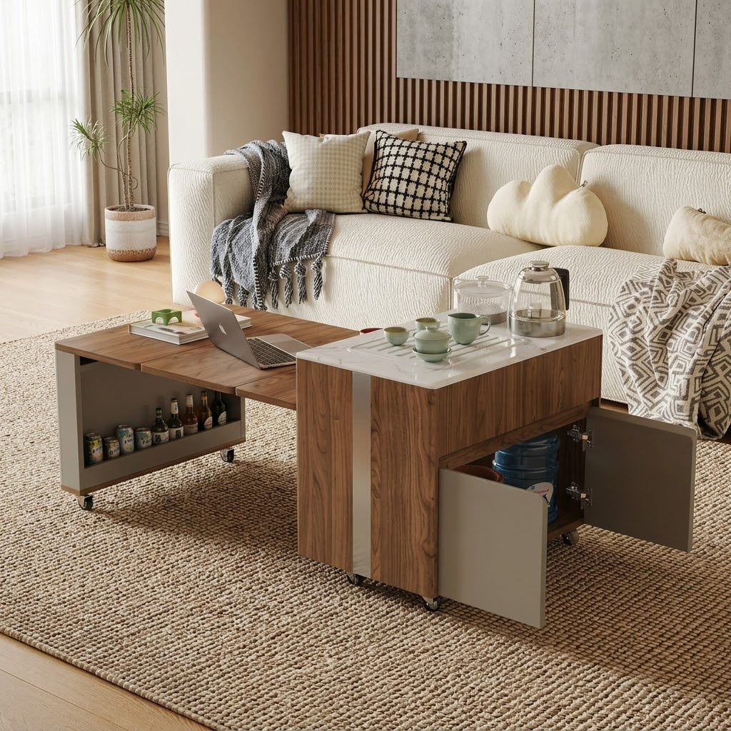 Japanese Minimalist Hidden Storage Coffee Table