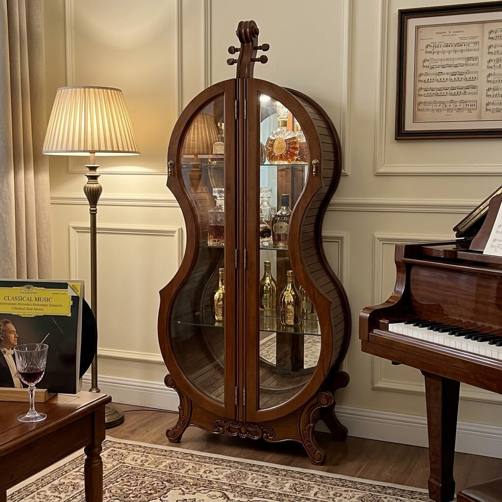 Violin Silhouette Curio Display Cabinet