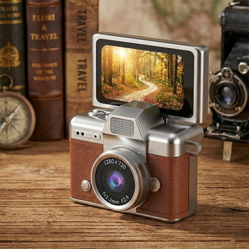 Retro Flip Screen Mini Camera Keychain