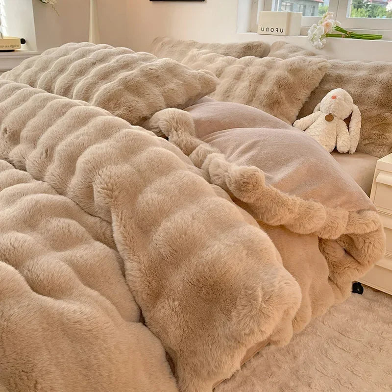 Soft Dream Furry Velvet Comforter Bedding Set
