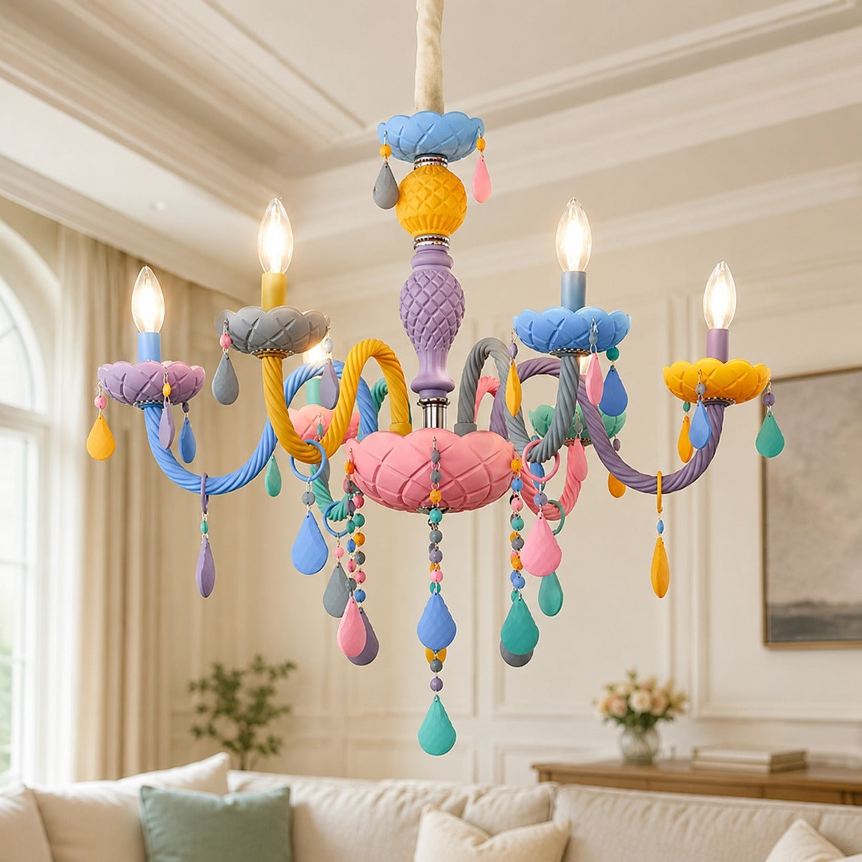 Pastel Dream Crystal Drop Chandelier