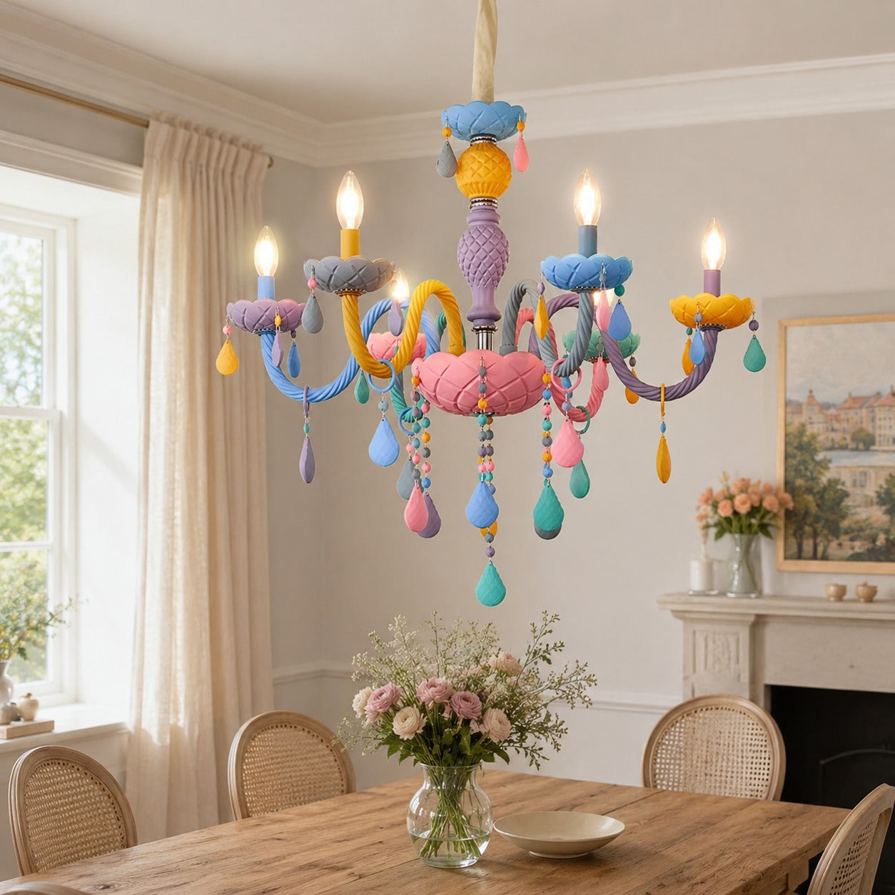 Pastel Dream Crystal Drop Chandelier