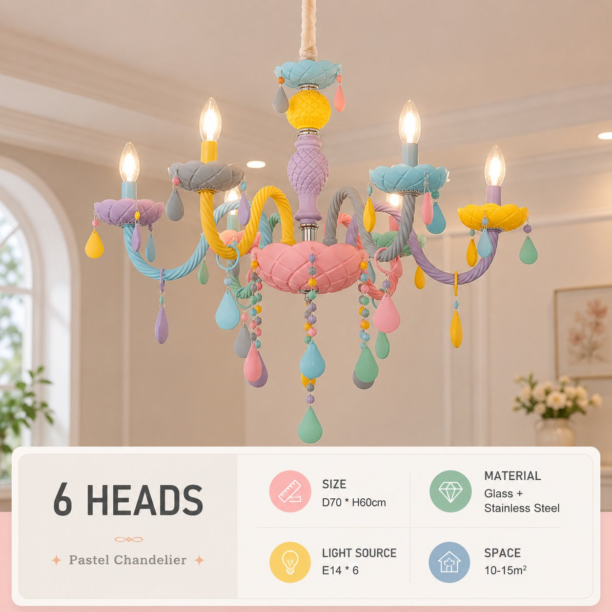 Pastel Dream Crystal Drop Chandelier