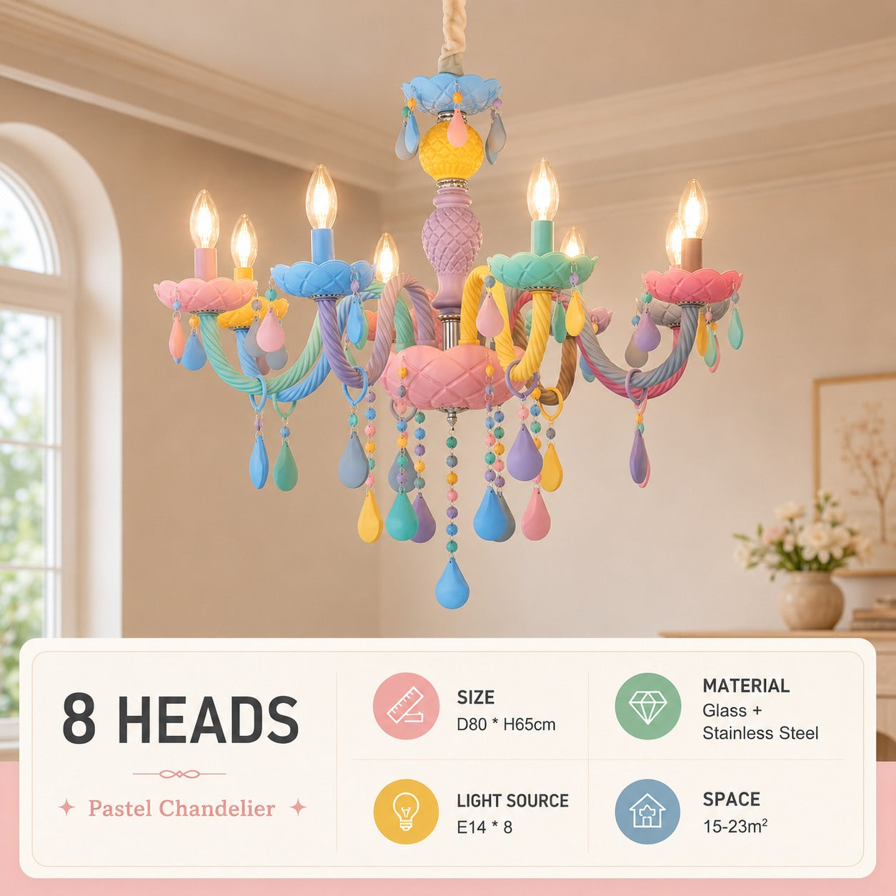 Pastel Dream Crystal Drop Chandelier