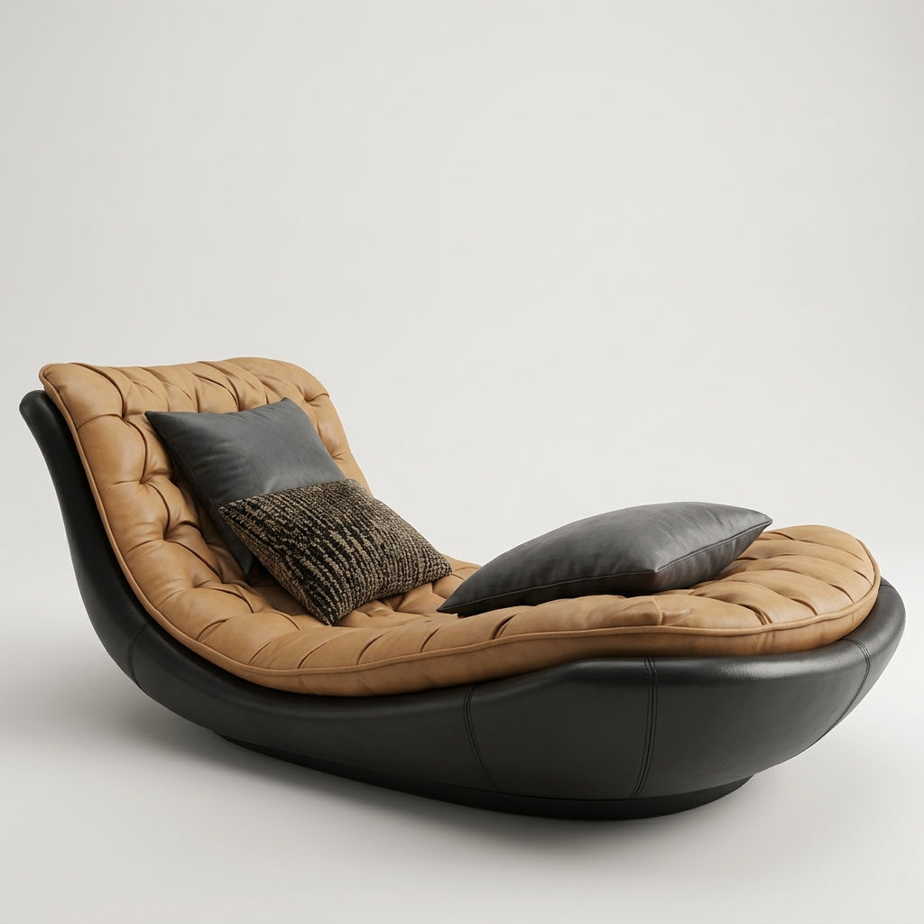 Gentle Arc Curved Leather Rocking Lounge Chair