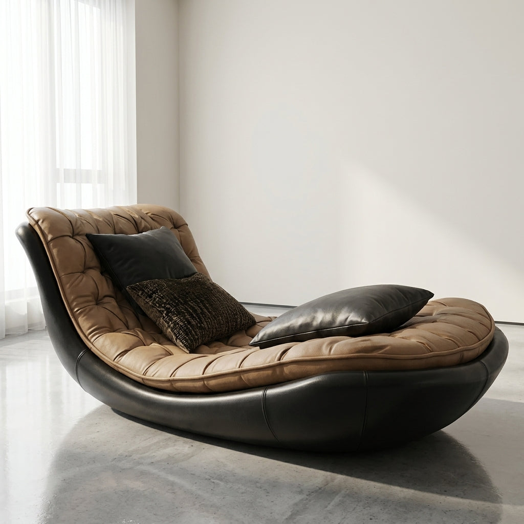 Gentle Arc Curved Leather Rocking Lounge Chair