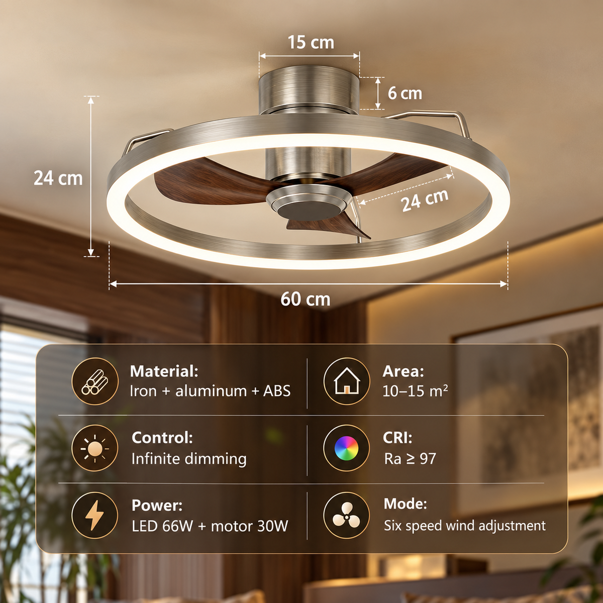 Ring Glow Retractable Blade Fan