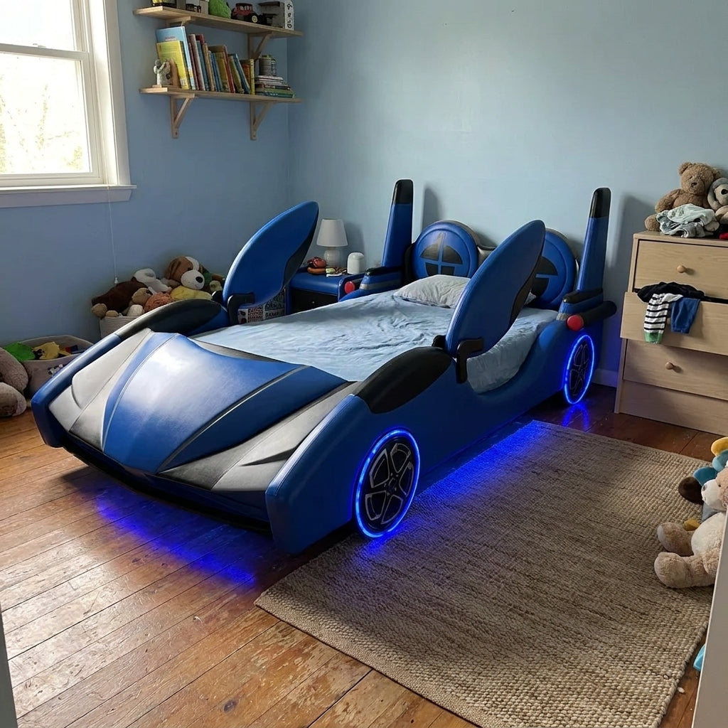 Speed Race Car LED Light Kids Bed