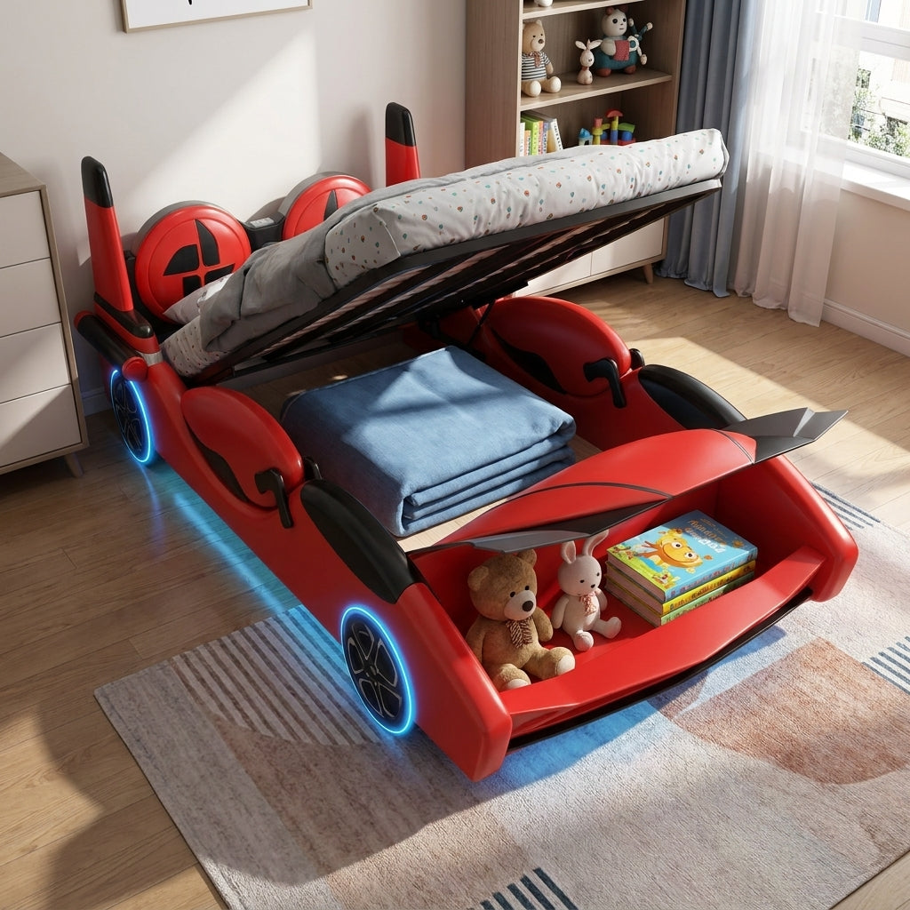 Speed Race Car LED Light Kids Bed
