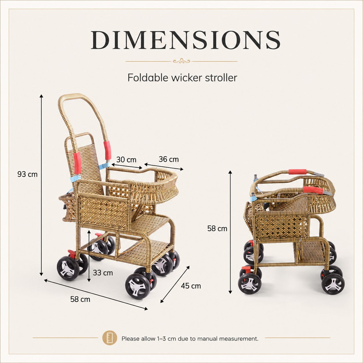 Bellaria Lightweight Vintage Rattan Summer Baby Stroller